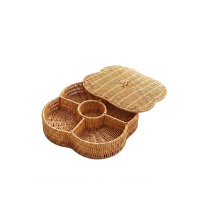 5 Bölmeli Kapaklı Rattan Çok Amaçlı Saklama Kutusu, Şık ve Pratik Organizer
