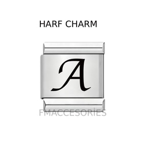 İTALYAN ÇELİK CHARM ÇELİK CHARM A HARFİ İSİM TARİH BAŞ HARF YAZILIR 9 MM FMACCESORİES