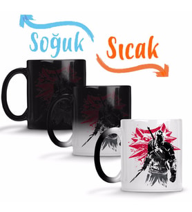The Witcher Wolf Silhouette Sihirli Kupa Bardak Porselen