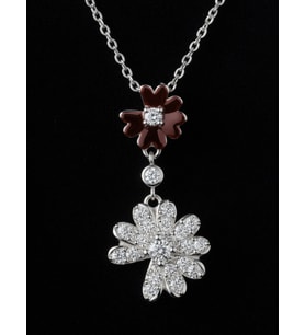 Zirkon Taşlı Sıralı Gümüş Yonca Kolye 925 Ayar