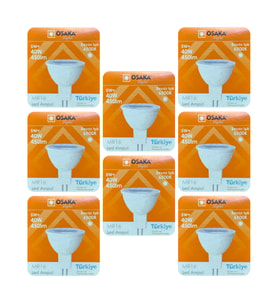 (8 Adet) Osaka 5W (40W) Beyaz Işık (6500K) G4 Duylu (İğne Bacak) Led Çanak Ampul