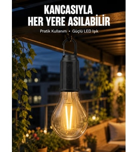 Taşınabilir Şarjlı Led Ampul Askılı Lamba Kamp Bahçe Lambası