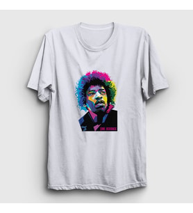 Presmono Unisex Beyaz Colors Jimi Hendrix T-Shirt 302220tt