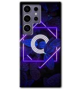 Galaxy S24 Ultra Kılıf HD Desen Baskılı Kılıf - Dark Neon Yaprak O Harfi