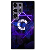 Galaxy S24 Ultra Kılıf HD Desen Baskılı Kılıf - Dark Neon Yaprak O Harfi