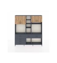 Arges Dolap 11 Raflı 6 Çekmeceli 4 Kapaklı 220x30x243 Antrasit-Çam/Antrasit