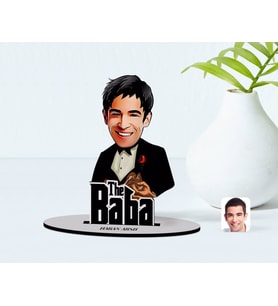 BK Gift Kişiye Özel Godfather Baba Karikatürlü Ahşap Biblo Model-4 (Beyaz)