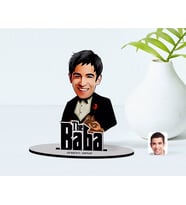 BK Gift Kişiye Özel Godfather Baba Karikatürlü Ahşap Biblo Model-4 (Beyaz)