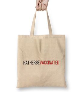 RatherBeVaccinated Bez Çanta Uzun Saplı