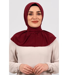 Bordo Pratik Hazır Geçmeli Tesettür Eşarp Sandy Kumaş Arkadan Çıtçıtlı 2101_16