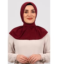 Bordo Pratik Hazır Geçmeli Tesettür Eşarp Sandy Kumaş Arkadan Çıtçıtlı 2101_16