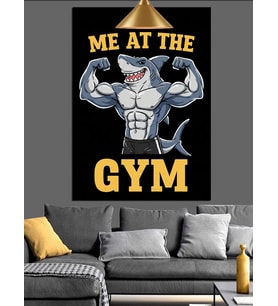 Siyah Beyaz Yazılı Spor Salonu Posteri "Me At The Gym" Dekoratif Kanvas - Mdf Ahşap Tablo