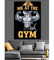 Siyah Beyaz Yazılı Spor Salonu Posteri "Me At The Gym" Dekoratif Kanvas - Mdf Ahşap Tablo