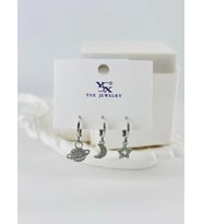 Zirkon Taşlı Üçlü Kombin Küpe - Kp00411