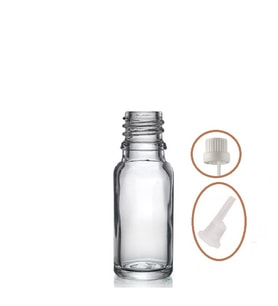 20ml şeffaf cam içten damlalıklı şişe beyaz kapak, 24 adet, damlalıklı şişe, damlatmalı şişe