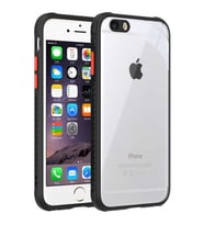 Apple iPhone 6 Kılıf Şeffaf Silikon Köşe Korumalı Kontrast (Siyah)