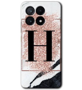 Poco x6 Pro Kılıf HD Desen Baskılı Kılıf - Pembe Mermer Desenli H Harfi
