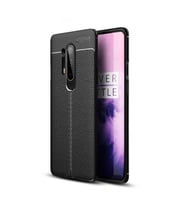One Plus 8 Pro Kılıf Deri Görünümlü Slim Silikon (Siyah)