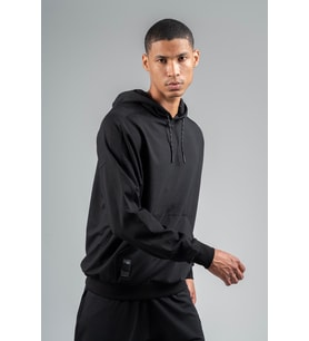 Maraton Oversize Erkek Kapüşonlu Siyah Sweatshirt