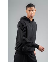 Maraton Oversize Erkek Kapüşonlu Siyah Sweatshirt