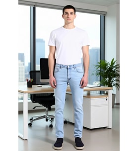 Erkek Açık Comfort Denim Dar Paça Pantolon Fonksiyonel Dayanıklı Kaliteli Konforlu Estetik