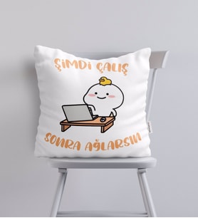 BK Gift Şimdi Çalış Sonra Ağlarsın Tasarımlı Yastık - Model 1