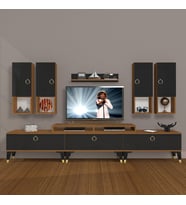 Decoraktiv Ekoflex 8DA Mdf Gold Tv Ünitesi Tv Sehpası - Ceviz Siyah (Siyah - Ceviz)
