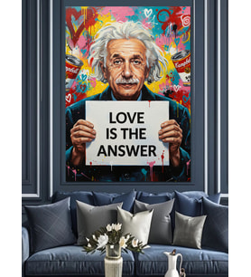 Einstein Sevgi Cevaptır Afiş Dekoratif Kanvas - Mdf Ahşap Tablo