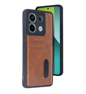 Xiaomi Redmi Note 13 Pro 4g Kılıf Sara Kartvizitli Deri Kılıf - Taba