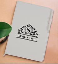 BK Gift Kişiye Özel İsimli Beyaz Termo Deri Not Defteri 15x21cm-12
