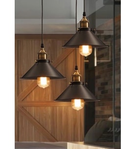 MYLİGHTS  RETRO ÜÇLÜ RUSTİK AVİZE   METAL SARKIT 30 CM (Siyah)
