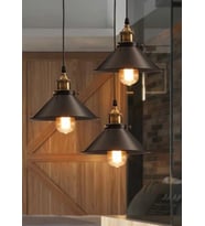 MYLİGHTS  RETRO ÜÇLÜ RUSTİK AVİZE   METAL SARKIT 30 CM (Siyah)