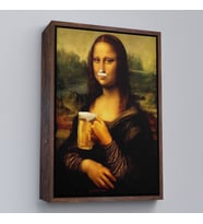 Çerçeveli Bira İçme Mona Lisa Kanvas Tablo, Olağandışı Mona Lisa Kanvas Tablo (Altın)