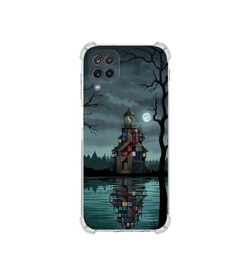 PrintiFy Samsung Galaxy A12 ile Uyumlu Simya Serisi Gölge Ve Cam Tasarımlı Uv Baskılı Köşe Korumalı Antişok Kılıf