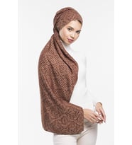 JAKAR Desen Jakarlı Modal Seri Şal Eşarp Askısı ile Birlikte 75x200 cm Kahvereng