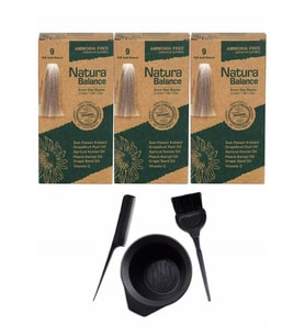 NATURA BALANCE SAÇ BOYASI 9 ÇOK AÇIK KUMRAL 3 ADET+SAÇ BOYAMA SETİ