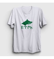 Presmono Unisex Beyaz Göktürk Bayrağı Türk Yazılı Kurt Bozkurt T-Shirt 474910tt (Beyaz)