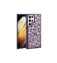 Samsung Galaxy S23 Ultra Uyumlu Kılıf Parlak Taşlı Tasarım Zore Linea Kapak (Koyu Mor)