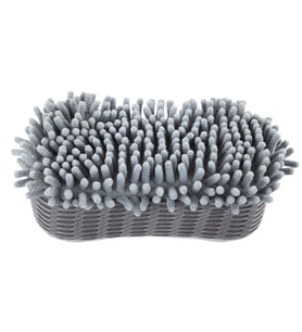 Çift Taraflı Mikrofiber Şönil Tüylü Araba Oto Yıkama Kurulama Temizlik Süngeri 23x12x6cm Gri