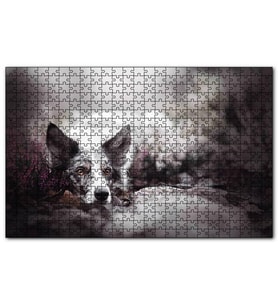 Cakapuzzle Siyah Beyaz İngliz Çoban Köpeği Puzzle Yapboz MDF (Ahşap) (120 Parça)