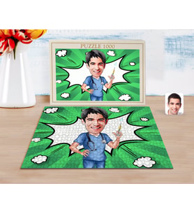 BK Gift Kişiye Özel Erkek Doktor Karikatürlü 1000 Parça Profesyonel Puzzle-3