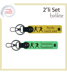 Rakibine Stil İle Cevap Verenlere, Boks Müsabaka Simgeli, Kişisel Anahtarlık, Sarı-Fıstık Yeşil