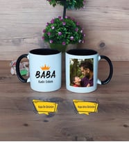 Babalar Günü Hediyesi Kupa Bardak Siyah Fotoğraflı Babaya Hediye