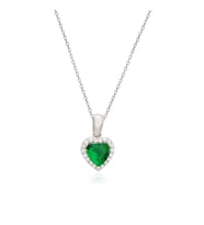 925 Ayar Gümüş Zümrüt Swarovski Kalp Kolye (Gümüş)