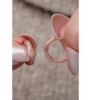 925 Ayar Gümüş Rose Kaplama 15 mm Halka Küpe