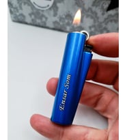 Kişiye Özel İsim Baskılı Mavi  Clipper Kılıflı Metal Çakmak ( Gazlı )