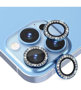 Binano Iphone 13/13 Mini Taşlı Mavi Kamera Koruyucu