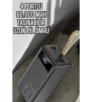 Powerbank 60.000 MAH Dijital Göstergeli 4 Portlu Taşınabilir