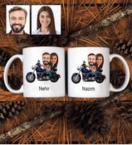 Kişiye Özel Motorcu Çift Tasarımlı Karikatürlü 2 Adet Kupa Bardak