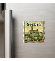 Sırbistan Serbia - Posta Pulu Temalı Ülke - Baskılı Buzdolap Magneti Kare - 9x9 cm